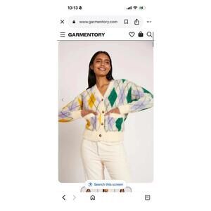 NWOT Rachel Antonoff Argyle Mohair-Esque Cori Cardigan Sweater Large